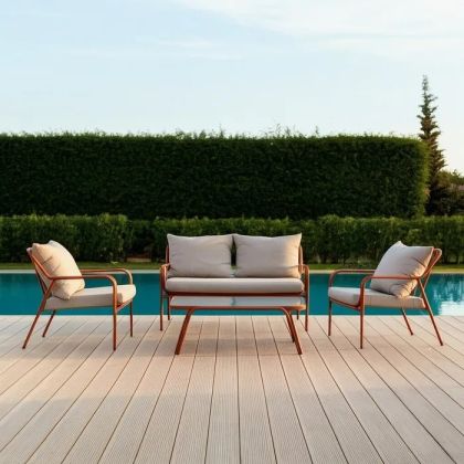 Set Jardín Terracota Acero Exterior, 122 cm