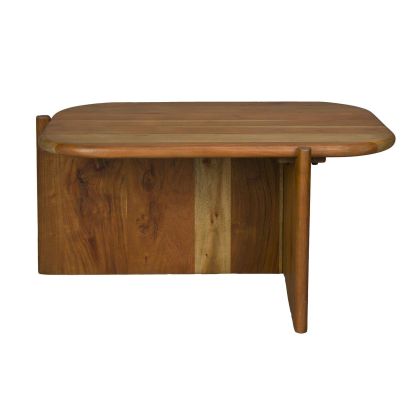 Mesa de centro mid-century en madera de acacia marrón.