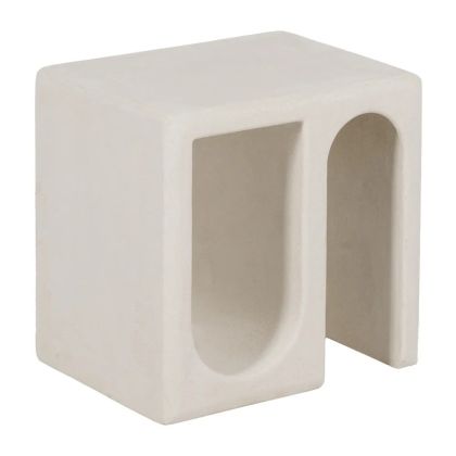 Mesa auxiliar nórdica dm blanco con hueco arqueado.