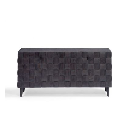 Aparador de diseño moderno en madera de roble negro marrón 4 puertas.