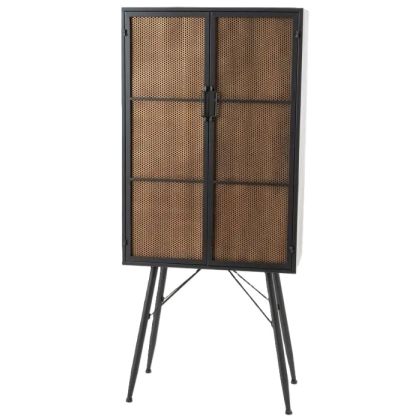 Armario Estilo Industrial Metal Negro Dorado, 161 Cm