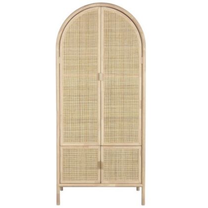 Fir Wood Rattan Wardrobe 79X58X180