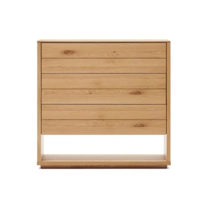 Cómoda Alguema Estilo Nórdico-Escandinavo Chapa Roble Acabado Natural, 100 Cm