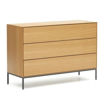 Cómoda Vedrana Estilo Nórdico-Moderno Chapa Roble Natural Acero, 110 Cm