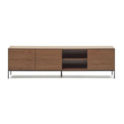 Mueble TV Puertas Chapa Nogal Patas Acero, 195 Cm