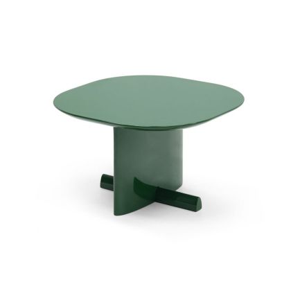 Mesa auxiliar moderna en fibra de vidrio lacada alto brillo verde.