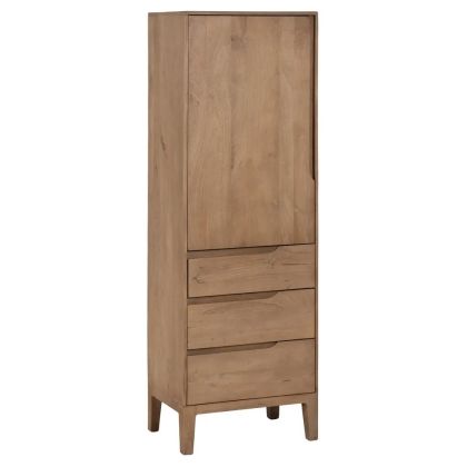 Armario alto nórdico 1 puerta en madera de mango natural.