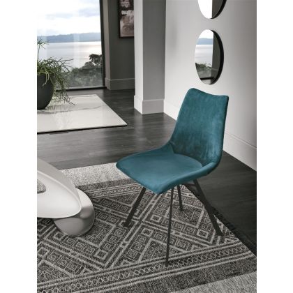 Silla Azul Vintage Hierro Tejido, 45Cm