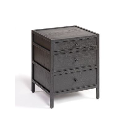 Mesita de noche vintage en madera de roble negro.