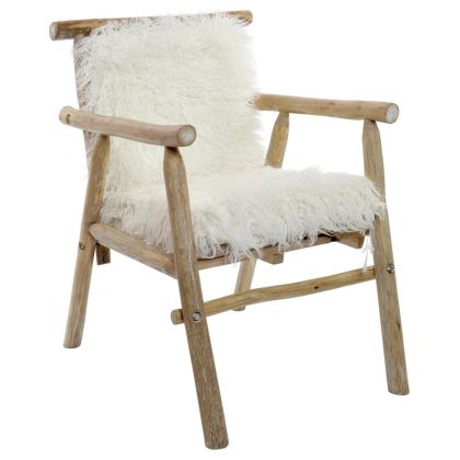 Sillón Vintage Roble Pelo Natural Blanco, 68 Cm