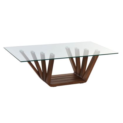 Mesa De Centro Moderna Cristal Nogal Café, 130 Cm