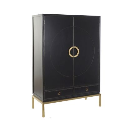 Armario Art Decó Lacado Negro Metal Oro,120 Cm