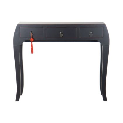 3-Drawer Console Fir Wood Black Red 96X26X80