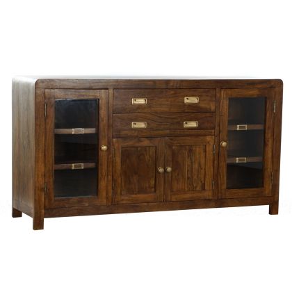 Aparador Madera Marrón Cristal, 150 Cm