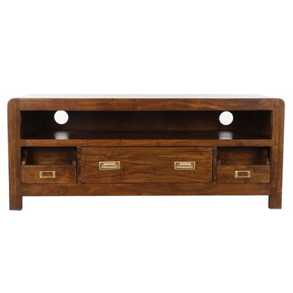 Mueble TV Estilo Vintage Madera Acacia Natural, 115 Cm