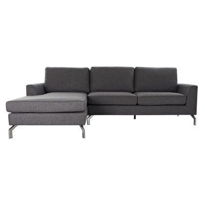 Sofá Chaiselongue Tapizado Gris Oscuro, 250 Cm