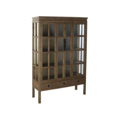 Vitrina Vintage Madera Marrón Cristal, 130 Cm