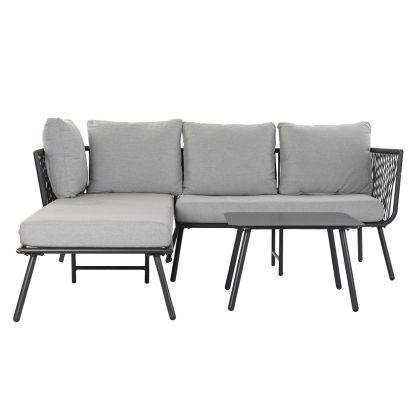 Sofá Set Jardín Gris Aluminio, 196 Cm