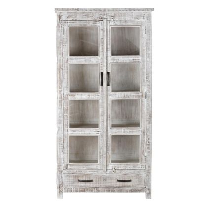 Vitrina Madera Mango Cristal Blanco Decapé, 180 Cm