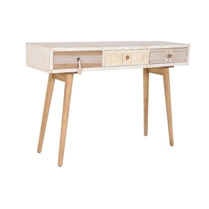 3-Drawer Fir Wood Relief Console, 120 Cm