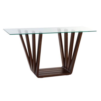 Walnut Glass Console, 145X45X75