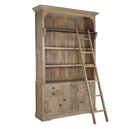 Estantería con Escalera Estilo Vintage Madera Mango Marrón, 137 Cm