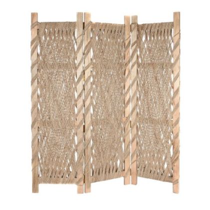 Natural Jute Mango Wood Room Divider Screen, 151 Cm