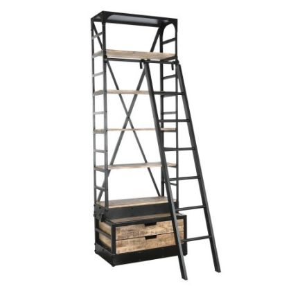 Estantería con Escalera Estilo Industrial-Vintage, 220 Cm