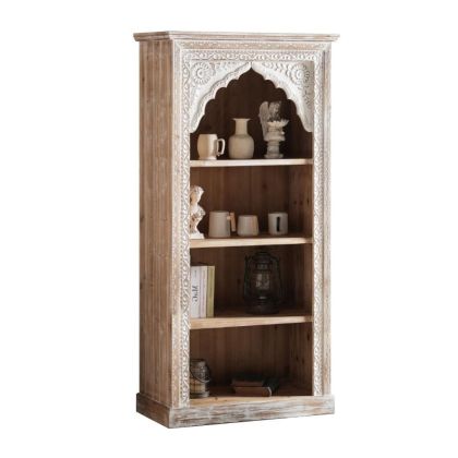 Estantería Étnico-Oriental Madera Abeto Blanco, 162 Cm