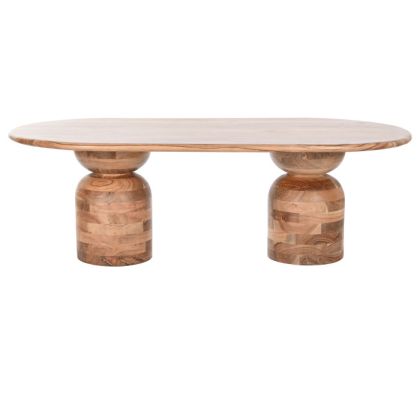 Mesa de centro nórdica moderna en madera de acacia marrón.