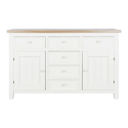 Aparador 6 Cajones Beige Madera Paulownia 122X40X77 Cm