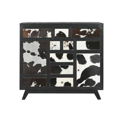 Mango Wood Leather Chest of Drawers 115X36X102
