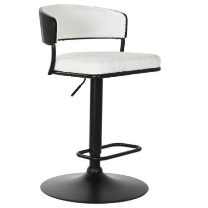 White Metal Upholstered Adjustable Stool 48.5X48X83.5 Cm