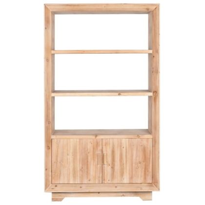 Estantería 2 Estantes 2 Puertas Madera Abeto, 100 Cm
