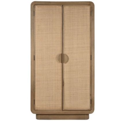 Armario 2 Puertas Madera Ratán, 100X55X190 Cm