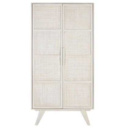 Armario Madera Mango Ratán Blanco Roto, 87 Cm