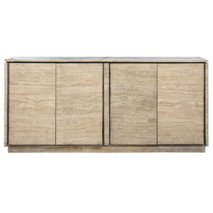 Aparador vintage en madera y mármol travertino natural.