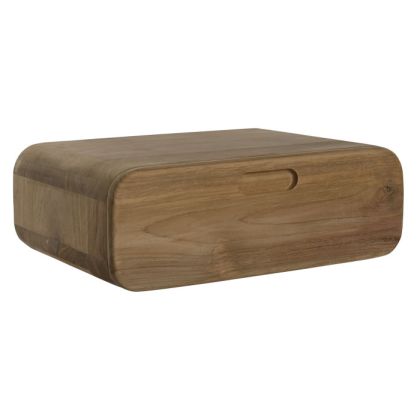 Mesita De Noche Teca Marrón 1 Cajón Cuadrada, 50 Cm