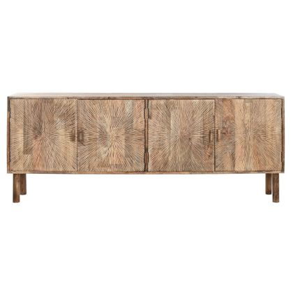 Aparador Puertas Talladas Madera Mango Natural 180X34X71 Cm