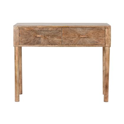 Console with 2 Carved Drawers in Mango Wood 94.5X34.5X76 Cm