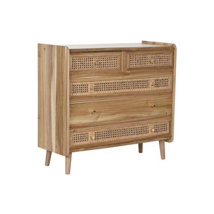 Cómoda Acacia Marrón 5 Cajones, 80 Cm