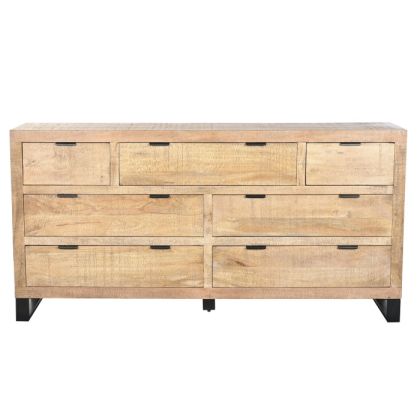 Mango Wood and Metal Chest of Drawers 180X45X91 Cm