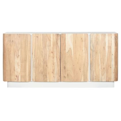 Aparador 4 puertas nórdico en madera de mango y de acacia blanco y natural.