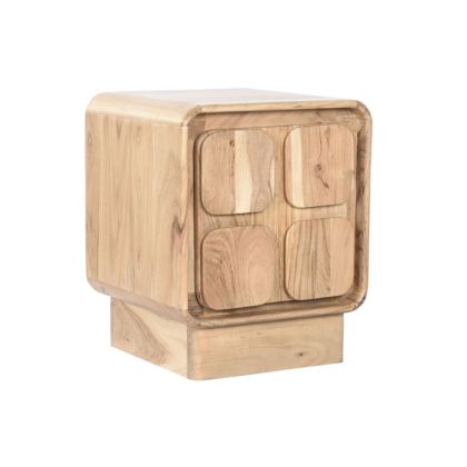 Mesita de noche nórdica en madera de acacia y MDF natural.