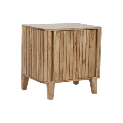 Mesita de noche estilo nórdico en madera de acacia natural.