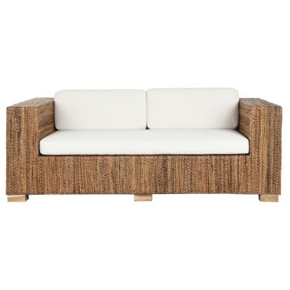 Sofá 3 Plazas Fibra Banana Madera Teca, 192X92X65 Cm