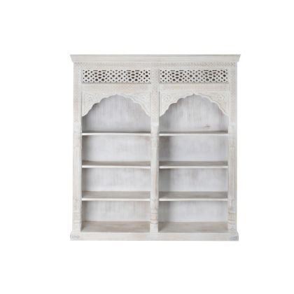 Estantería Madera Mango 180X40X200 Tallado Blanco