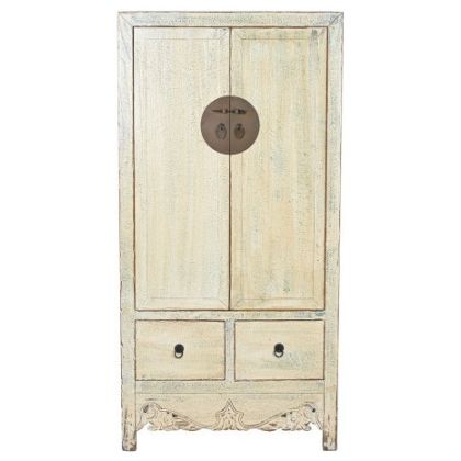 Natural Carved Spruce Wood Wardrobe, 88X52X180 Cm