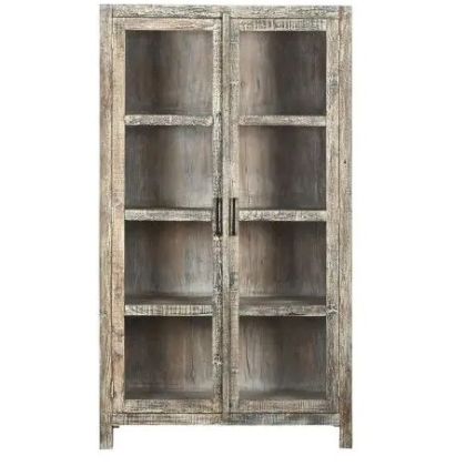 Pickled Recycled Wood Display Cabinet 100X40X180