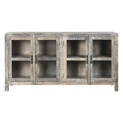 Aparador vintage en madera reciclada blanco decapado.